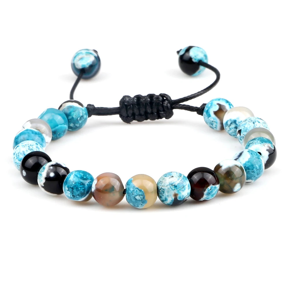 Bracelet Léoni – Perles Œil de Tigre & Lave naturelle (8mm, mixte)
