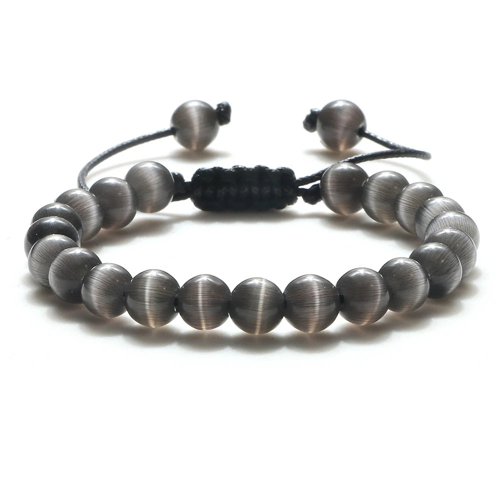 Bracelet Léoni – Perles Œil de Tigre & Lave naturelle (8mm, mixte)