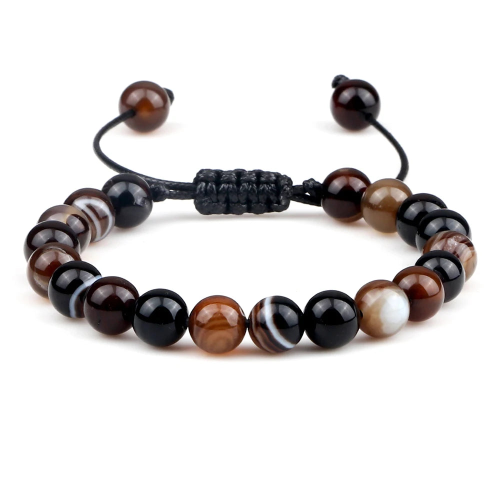 Bracelet Léoni – Perles Œil de Tigre & Lave naturelle (8mm, mixte)