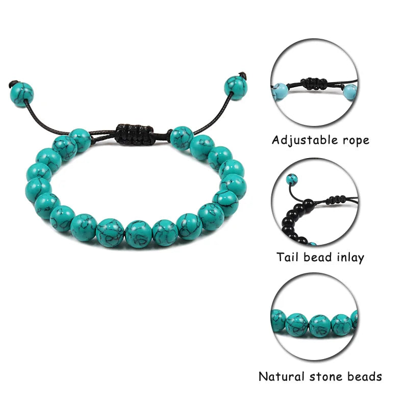Bracelet Léoni – Perles Œil de Tigre & Lave naturelle (8mm, mixte)