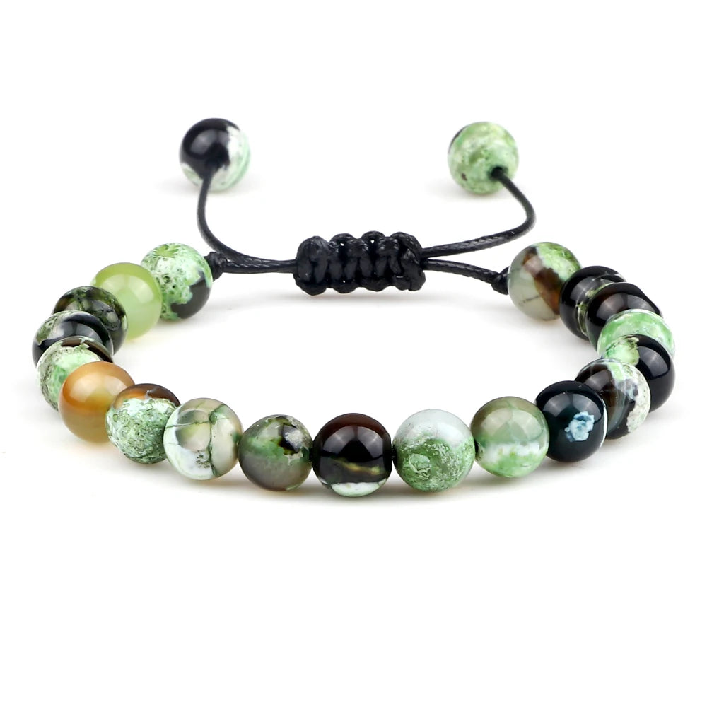 Bracelet Léoni – Perles Œil de Tigre & Lave naturelle (8mm, mixte)