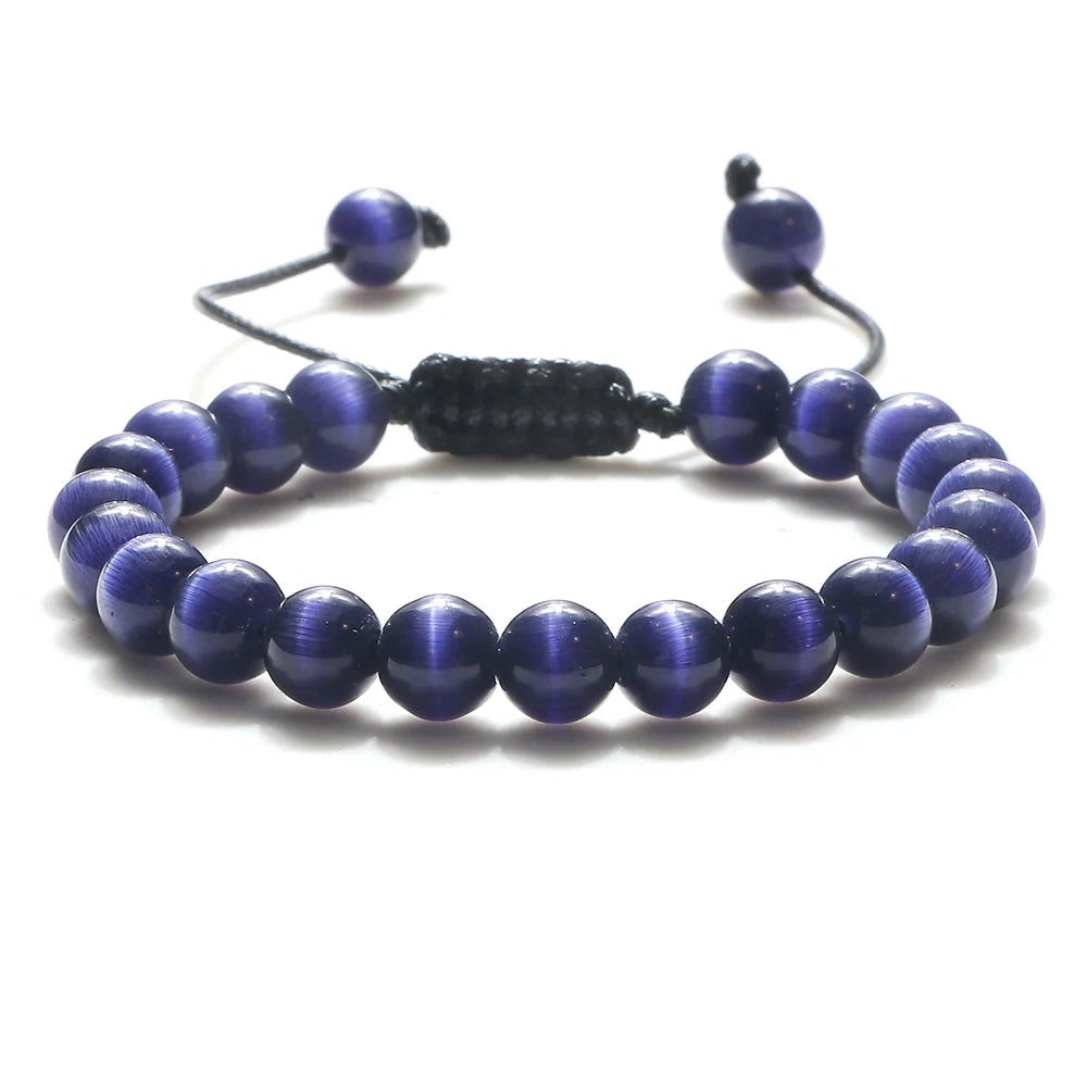 Bracelet Léoni – Perles Œil de Tigre & Lave naturelle (8mm, mixte)