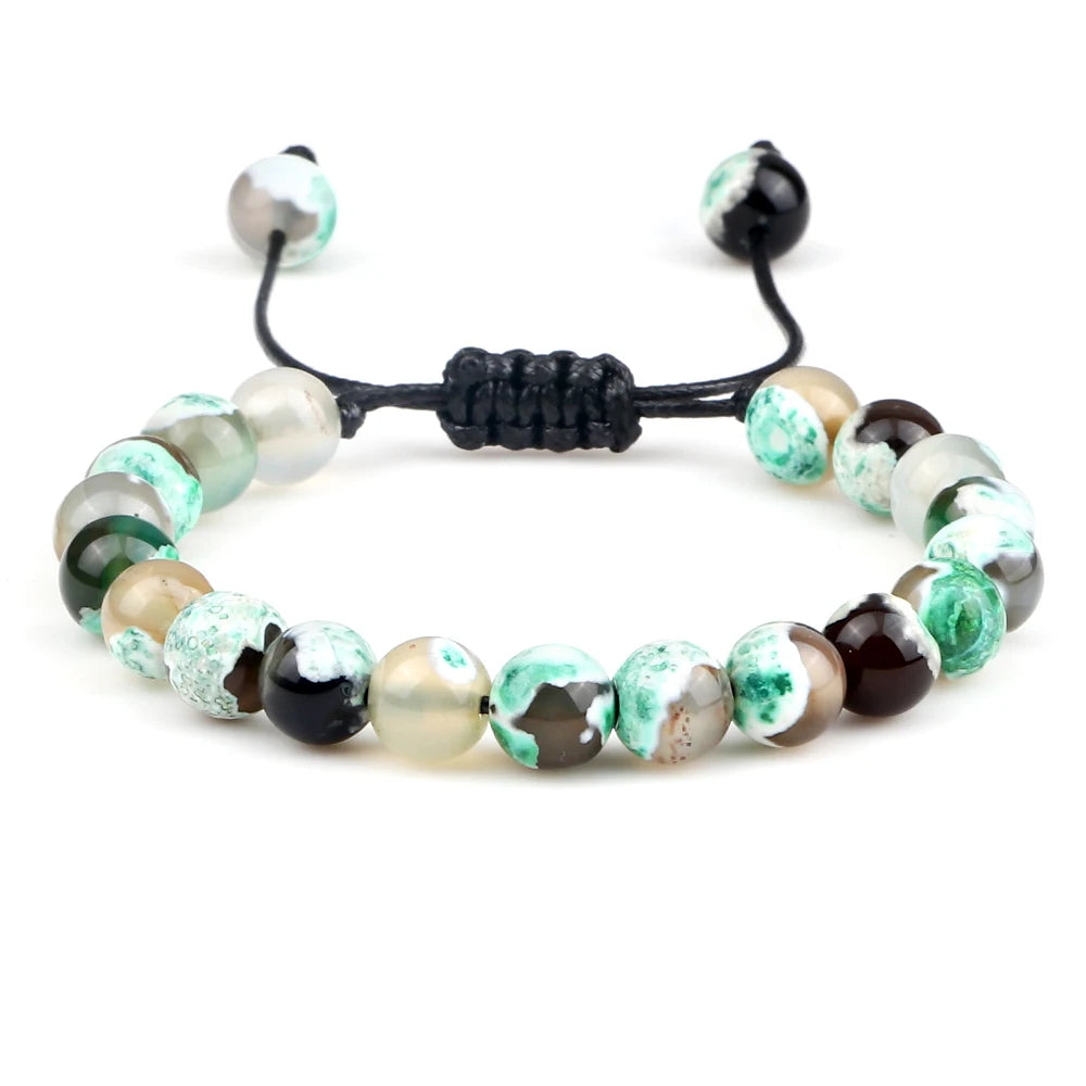 Bracelet Léoni – Perles Œil de Tigre & Lave naturelle (8mm, mixte)