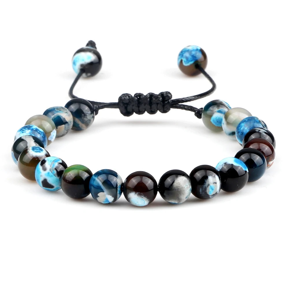 Bracelet Léoni – Perles Œil de Tigre & Lave naturelle (8mm, mixte)