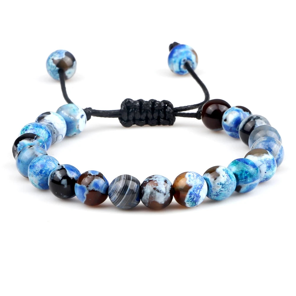 Bracelet Léoni – Perles Œil de Tigre & Lave naturelle (8mm, mixte)