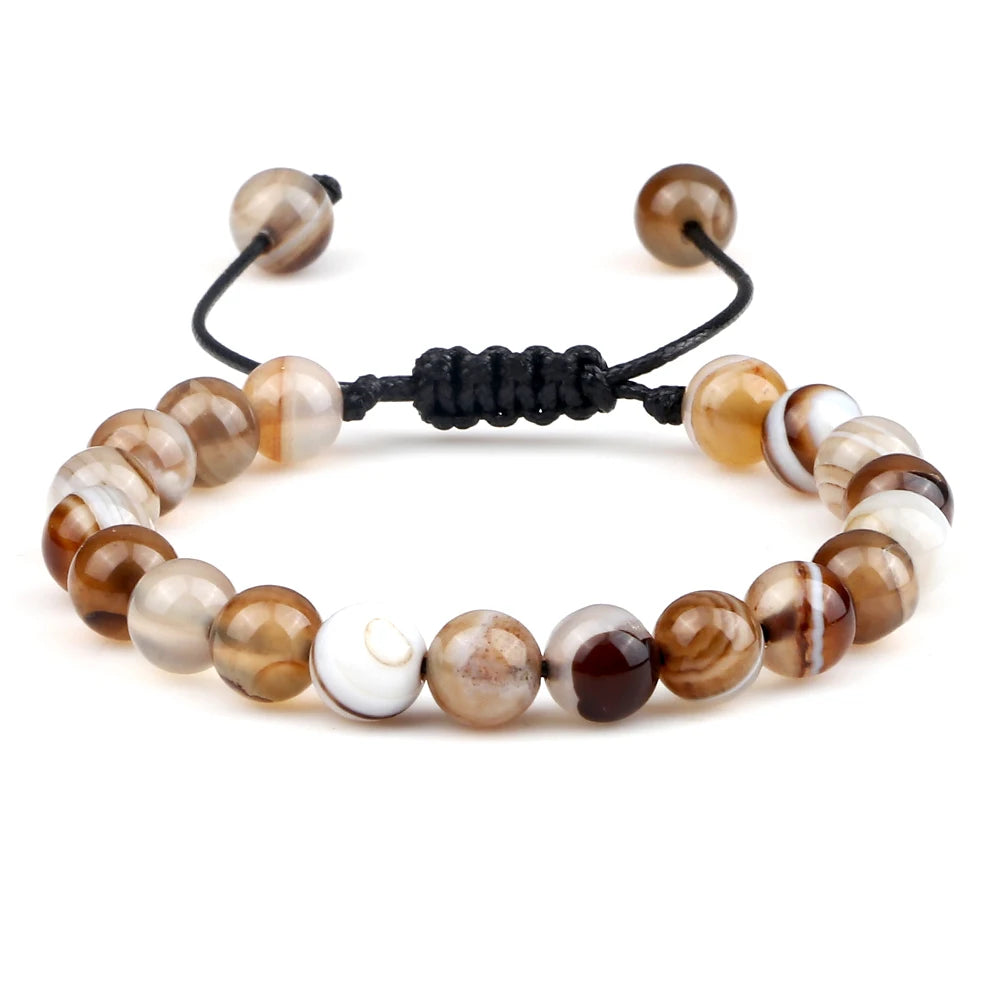 Bracelet Léoni – Perles Œil de Tigre & Lave naturelle (8mm, mixte)