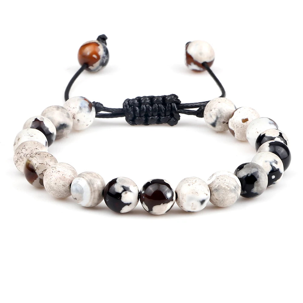 Bracelet Léoni – Perles Œil de Tigre & Lave naturelle (8mm, mixte)