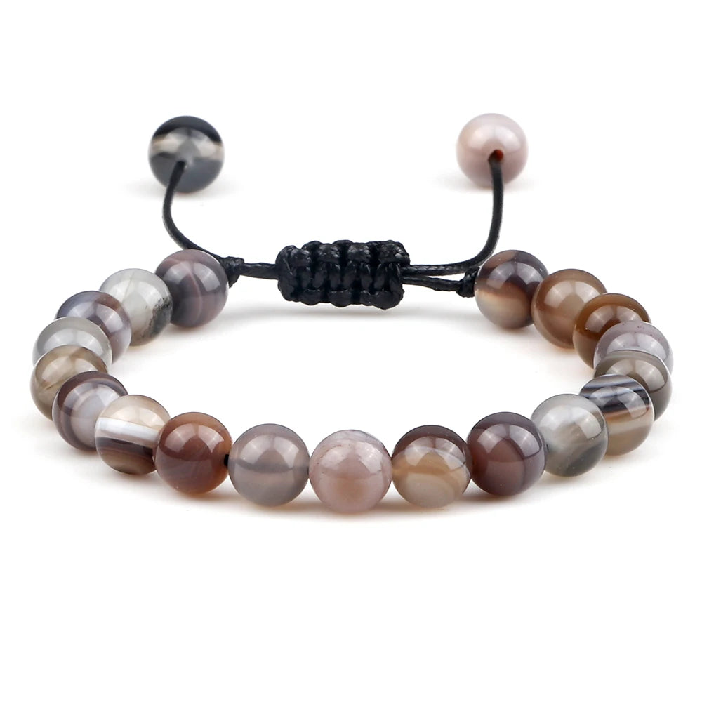 Bracelet Léoni – Perles Œil de Tigre & Lave naturelle (8mm, mixte)