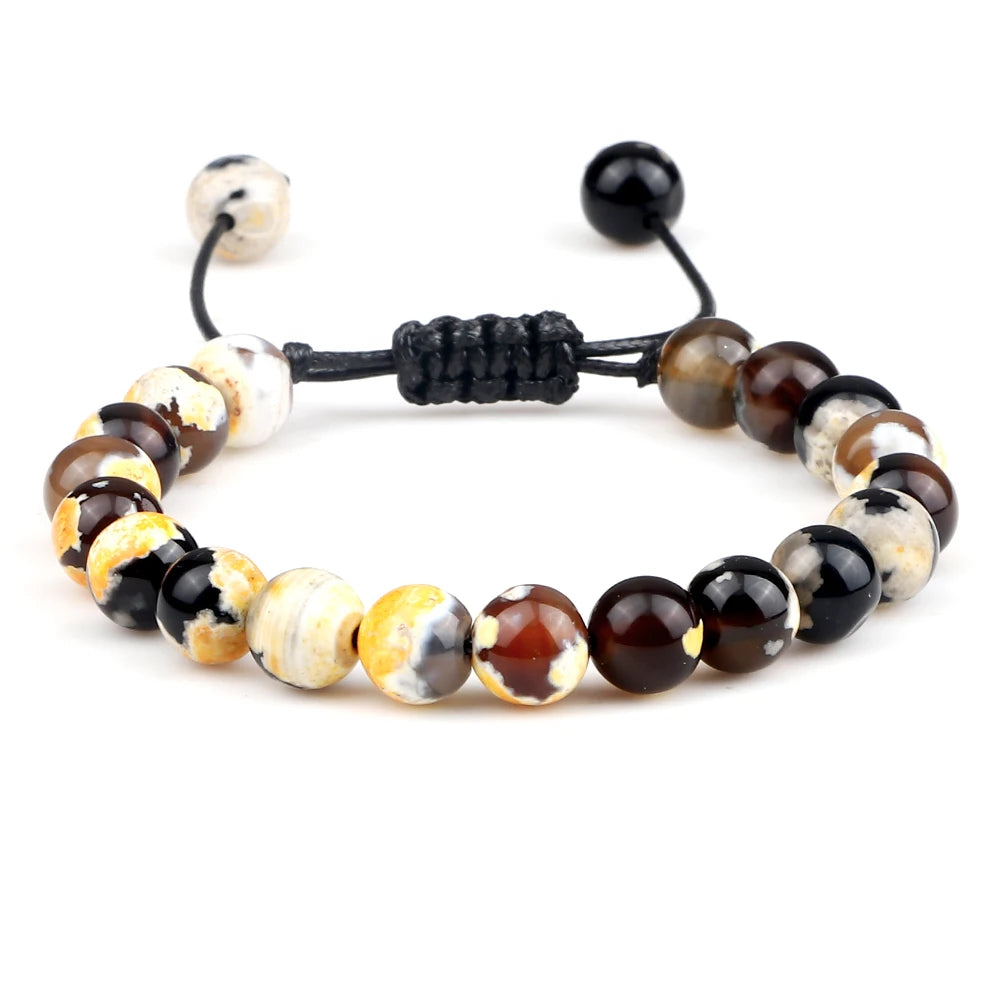 Bracelet Léoni – Perles Œil de Tigre & Lave naturelle (8mm, mixte)