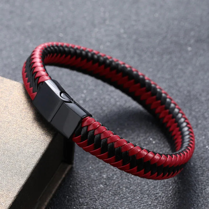 Bracelet Orion – Cuir tressé & fermoir magnétique