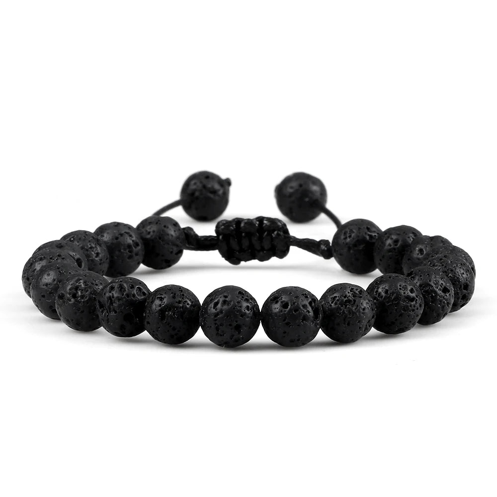 Bracelet Léoni – Perles Œil de Tigre & Lave naturelle (8mm, mixte)
