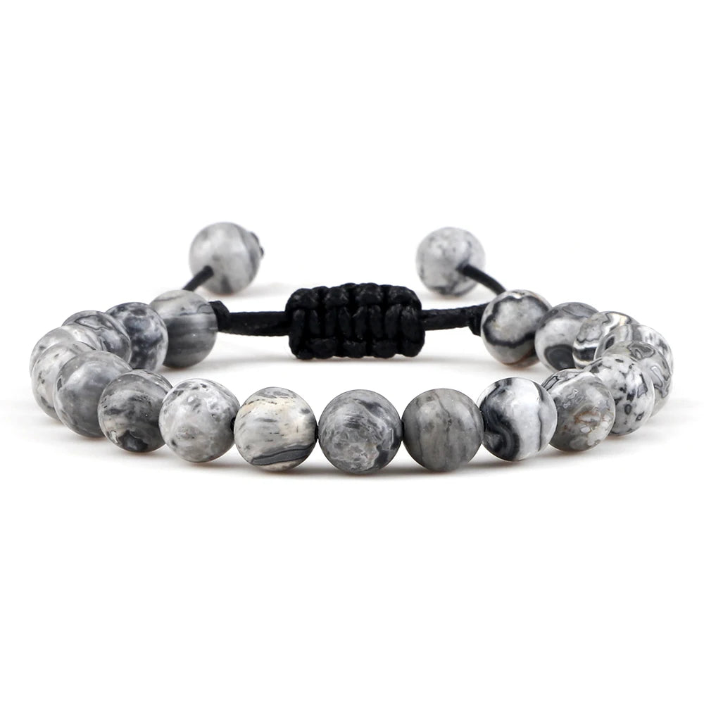 Bracelet Léoni – Perles Œil de Tigre & Lave naturelle (8mm, mixte)