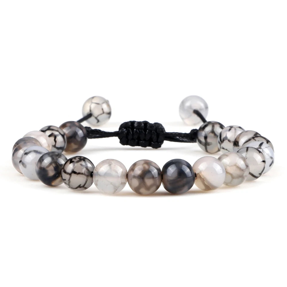 Bracelet Léoni – Perles Œil de Tigre & Lave naturelle (8mm, mixte)