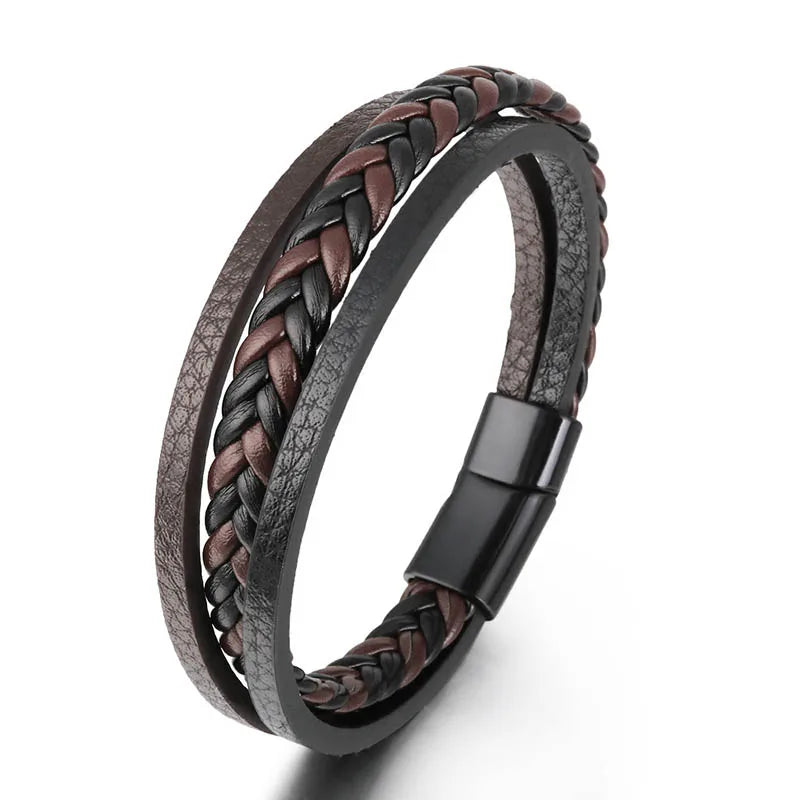 Bracelet Orion – Cuir tressé & fermoir magnétique