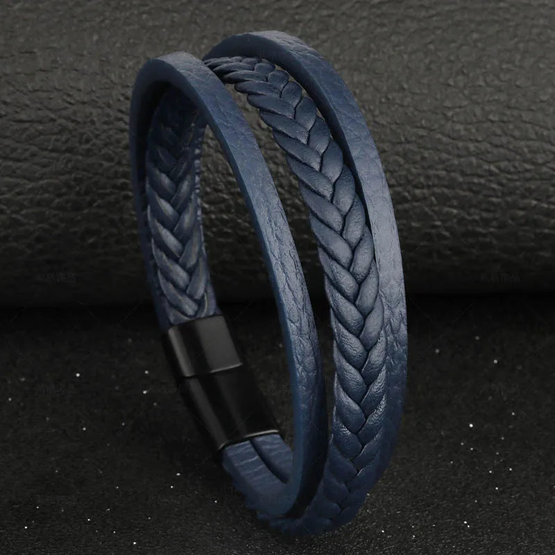 Bracelet Orion – Cuir tressé & fermoir magnétique