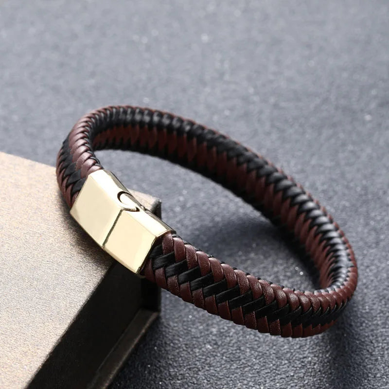 Bracelet Orion – Cuir tressé & fermoir magnétique