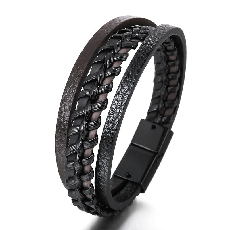 Bracelet Orion – Cuir tressé & fermoir magnétique