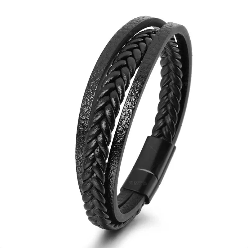 Bracelet Orion – Cuir tressé & fermoir magnétique