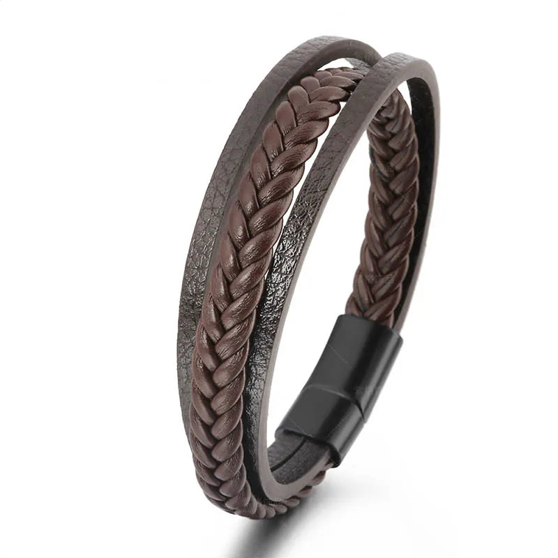 Bracelet Orion – Cuir tressé & fermoir magnétique