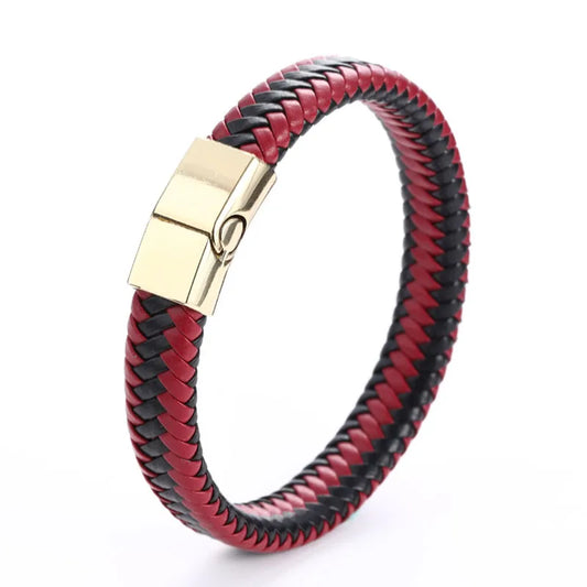 Bracelet Orion – Cuir tressé & fermoir magnétique