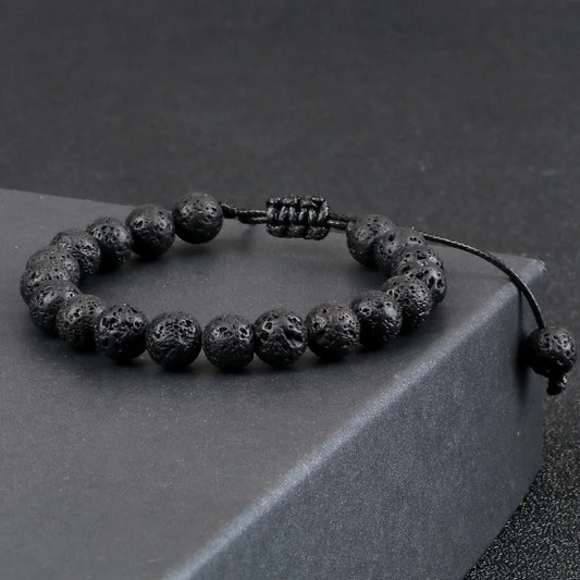 Bracelet Léoni – Perles Œil de Tigre & Lave naturelle (8mm, mixte)